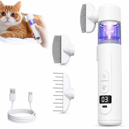 2-in-1 Electric Pet Grooming Brush & Flea Comb, Rechargeable Detangling Brush