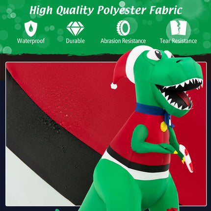 1.8M Christmas Inflatable Light-up Dinosaur with Gift Blow Up Xmas Outdoor Decor