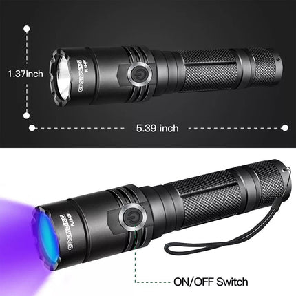 395nm Blacklight UV Light Tactical LED Flashlight Rechargeable Torch Lamp