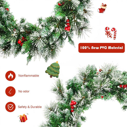 60cm Pre-lit Garland Christmas Wreath w/ 50 White LED Lights Built-in Timer Xmas