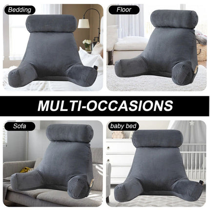 Back Rest Pillow Neck Lumbar Bed Backrest Reading Support Chair Cushion Grey AUS