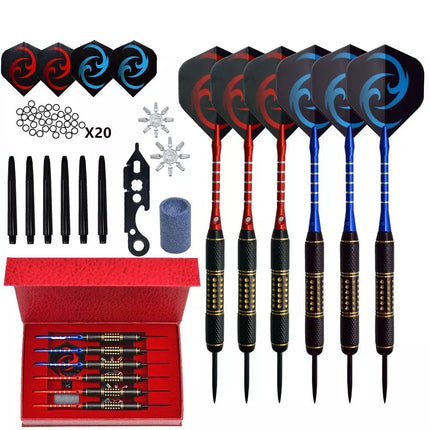 6PCS Darts Set 27g Professional Steel Tip Aluminum Shaft Dart Flights Sports