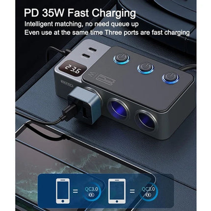 Car Charger Adapter 120W Cigarette Lighter Splitter 8 in 1 QC PD for Car Vehicle