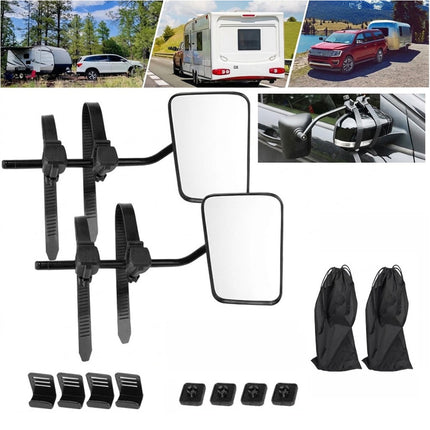 2x Adjustable Towing Mirrors Heavy Duty Universal Fit Towing Caravan 4X4 Trailer