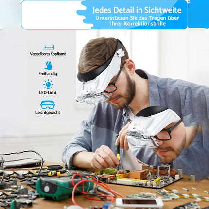 5 Lens Adjustable Headband Magnifier Head Magnifier Hands Free Magnifying Glass
