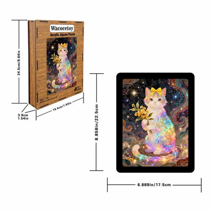 Acrylic Puzzle Ornament Cat Flower Art Transparent Home Decor