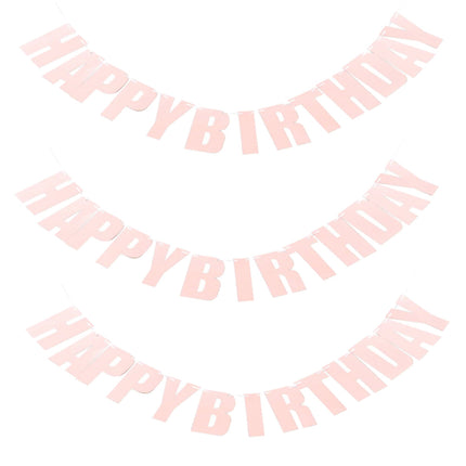 3 Pcs Happy Birthday Party Banner Flag Hanging Decoration Bunting Garland Pink
