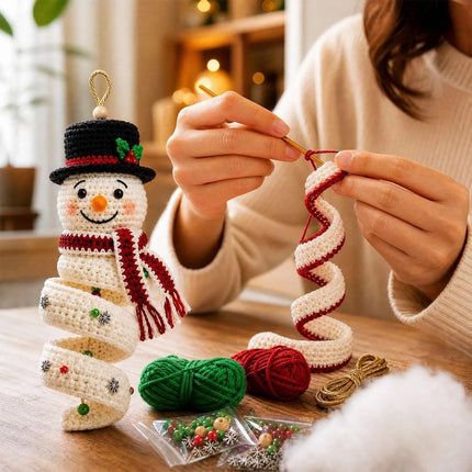 Crochet Christmas Tree Spiral Ornament DIY Kit Christmas Tree Crochet Craft Kit Snowman