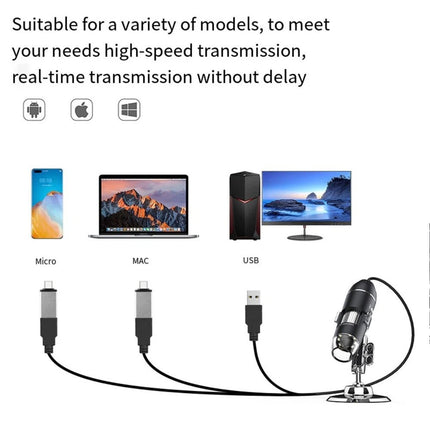 USB Digital Microscope 1600X Magnifying Tool 8 LED Light for Multi System