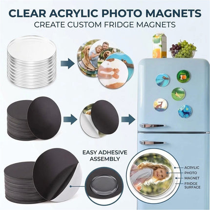 20PCS Round 5 x 5CM DIY Acrylic Photo Display Craft Set, Clear Picture Holder Making Kit