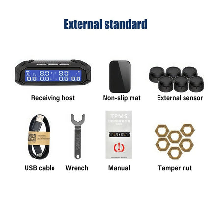 Solar Wireless TPMS Car Tire Tyre Pressure Monitor Monitoring System & 6 Sensors