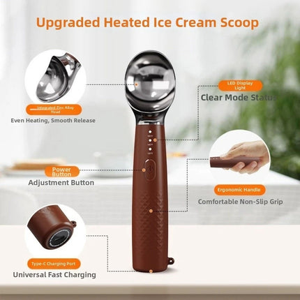 Rechargeable Heated Scoop Electric Preheat Scooper Hard Ice Cream Quick Heating