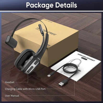 Bluetooth Headphones Noise Cancelling Microphone Trucker Bluetooth Headset