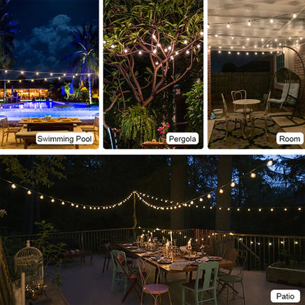 LED Festoon Light Solar String Light Waterproof Wedding Party Outdoor Bulb Decor