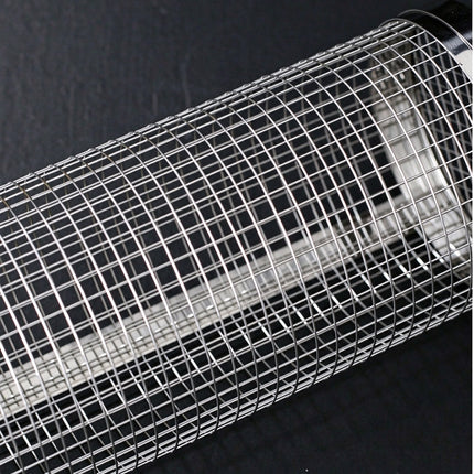 Rolling BBQ Grill Basket with Mesh Cage for Vegetables & Meat, Outdoor Barbecue Cylinder Net, Fits Most Grills
