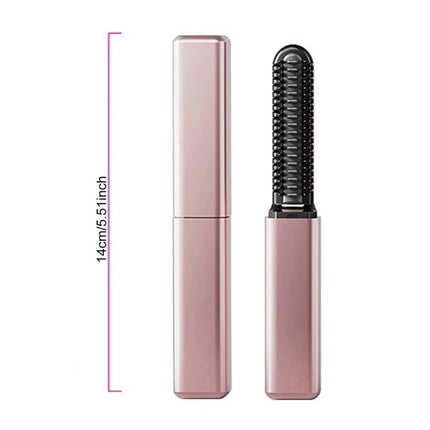 Rose Gold Cordless Mini Hair Straightener Brush USB Rechargeable