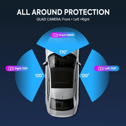 1080P Front and Rear Inside Car Dash Cam Night Vision Dash Camera Loop Recording