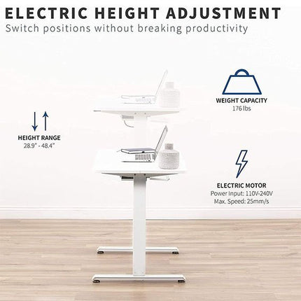 White Height Adjustable Sit Stand Table Office Electric Desk
