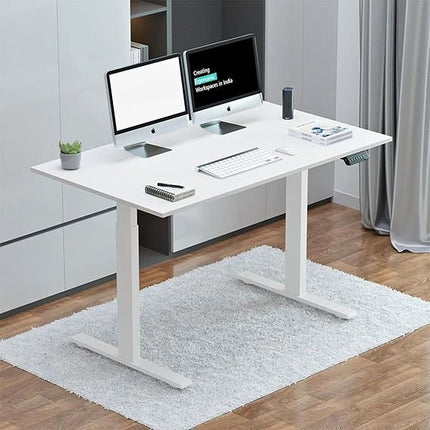 White Height Adjustable Sit Stand Table Office Electric Desk