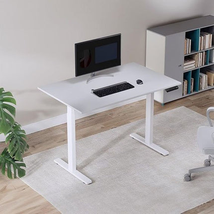 White Height Adjustable Sit Stand Table Office Electric Desk