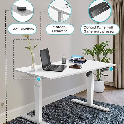 White Height Adjustable Sit Stand Table Office Electric Desk