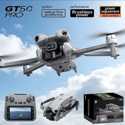 3 Batteries GT50 Drone 4.3'' Screen Remote RC Drone 8K HD Dual Cameras WiFi 20mins Flight