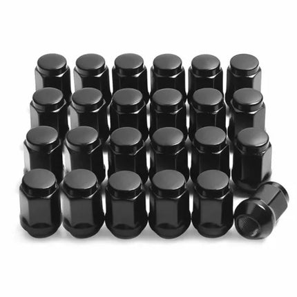 24PCS M12x1.25mm Thread Black Extended Open Ended Steel Wheel Tuner Lug Nuts Set