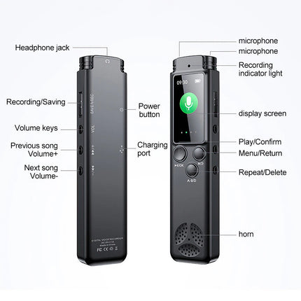64GB Digital Voice Recorder for Lectures Meeting Recording Device Audio Recorder