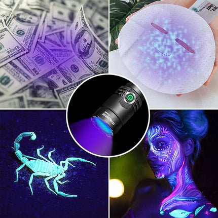 395nm Blacklight UV Light Tactical LED Flashlight Rechargeable Torch Lamp