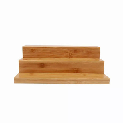 3-Tier Bamboo Spice Rack Step Shelf Wooden Shelf Stairs Stand Storage Organiser
