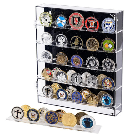45 Grids Acrylic Clear Coin Medals Holder Military Challenge Coin Display Case