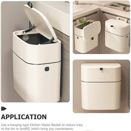 Kitchen Trash Bin Wall Mounted Door Hanging Cupboard Bin Garbage Can Wastebasket
