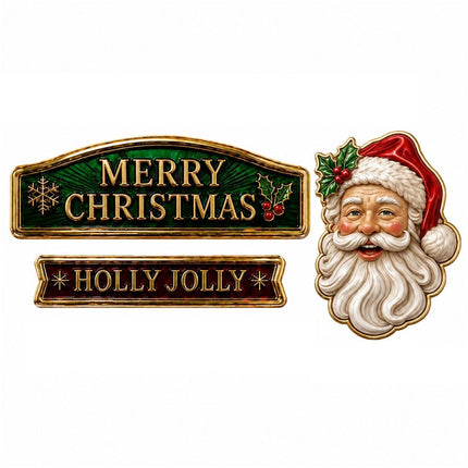 Christmas Car Plaque Set, Holiday Car Emblems Badges for Smooth Body Trim
