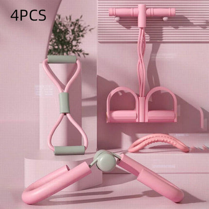4pcs Pink Yoga Fitness Equipment for Home Workout Stretching and Exercise