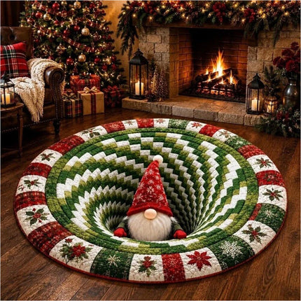 Christmas 2D Flat Printed Rug - Santa Claus Quilted Round Mat, Non-Slip Rugs 80CM
