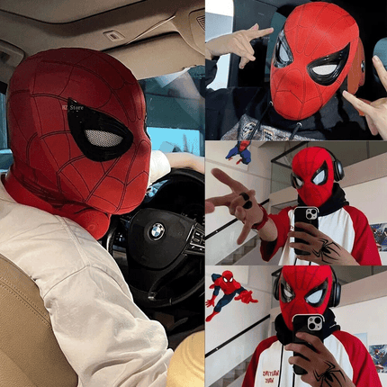Spiderman Mask with Ring Remote Control Eye Closing Blinking Eyes Helmet Cosplay