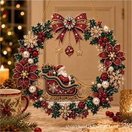 Unfinished Christmas Santa Diamond Painting Kit Xmas Ornament Kit Window Decor Style C