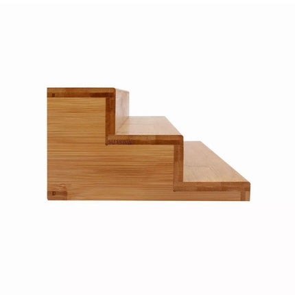 3-Tier Bamboo Spice Rack Step Shelf Wooden Shelf Stairs Stand Storage Organiser