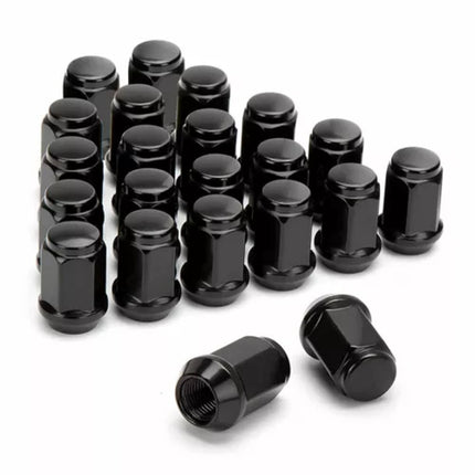 24PCS M12x1.25mm Thread Black Extended Open Ended Steel Wheel Tuner Lug Nuts Set