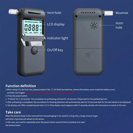 Police LCD Digital Breath Alcohol Analyzer Tester Breathalyzer Test Detector