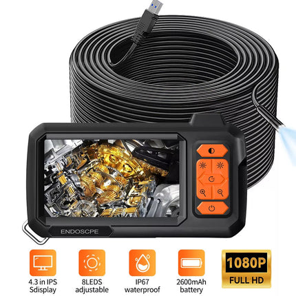 Industrial Endoscope Camera 8mm 1080P HD 4.3" Screen Borescope Inspection Camera