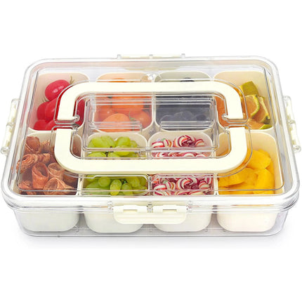 8 Compartment Snack Containers Divided Serving Tray with Lid Food Storage Box
