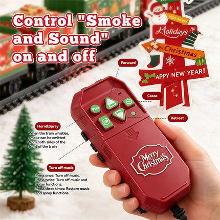 Christmas Electric Train Toy Mini Set Xmas Tree Train Track Rail Car Gifts