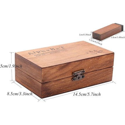 DIY Number And Alphabet 70pcs Letter Wood Rubber Stamps Set With Wooden Box Case