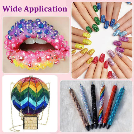 24000PCS Resin Rhinestone Bedazzling Kit,3mm Colorful DIY Flatback Nail Gems