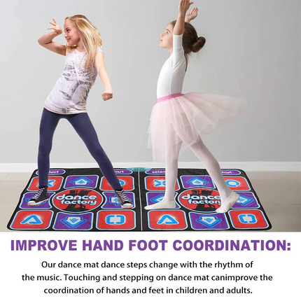 Double Dance Mat For Kids Adults Wireless Non-Slip Dancers Step Pads Fitness Kit
