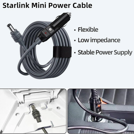 5M For Starlink Mini DC Power Cable Direct to Cigarette 12V-24V Adapter Plug & Play