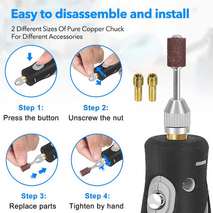 Cordless Rotary Tool 5-Variable Speed Engraver Grinder with 113 Accessories Box