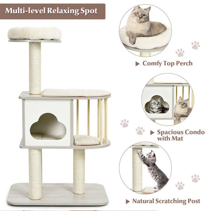 Cat Tree Tower Pet Condon House Bed Sisal Scratcher Posts Furniture