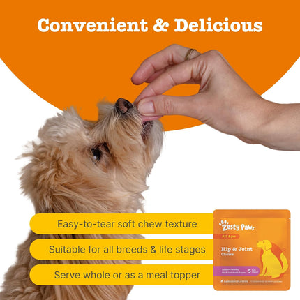 Zesty Paws Dog Hip Joint Mobility Travel Pack 5 Chews Glucosamine Kangaroo